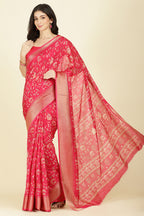 Raspberry Cotton Silk Printed Saree