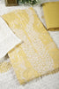 Pale Yellow Colour Cotton Printed & Resham Neck Embroidered Unstitched Suit