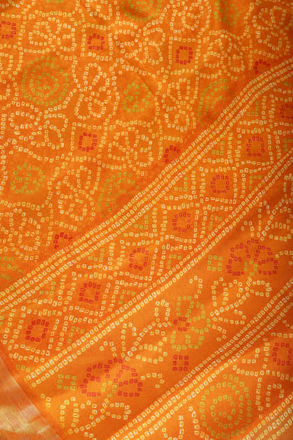 Mustard Color Chiffon Bandhani Printed Saree