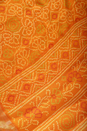 Mustard Color Chiffon Bandhani Printed Saree