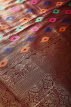 Dark Scarlet Color Silk Resham and Zari Woven Saree