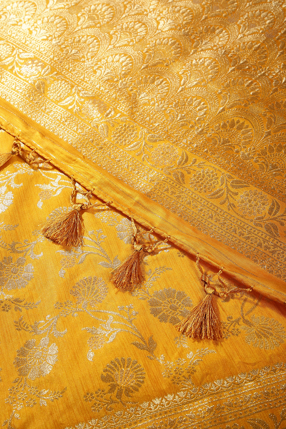 Mustard Color Raw Silk Woven Saree