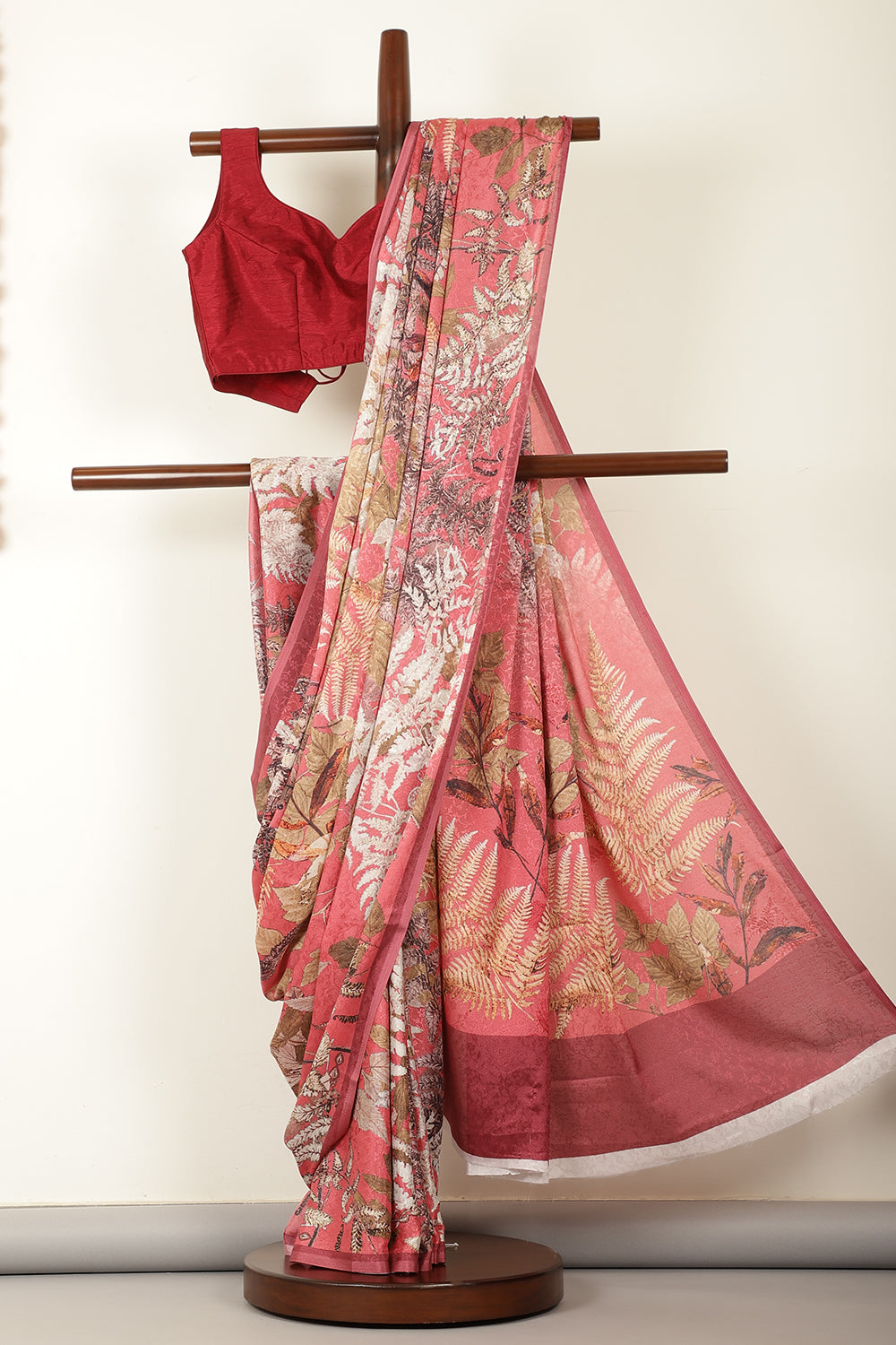 Coral Jacquard Silk Printed Saree