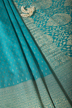 Teal Colour Silk Zari Woven Saree