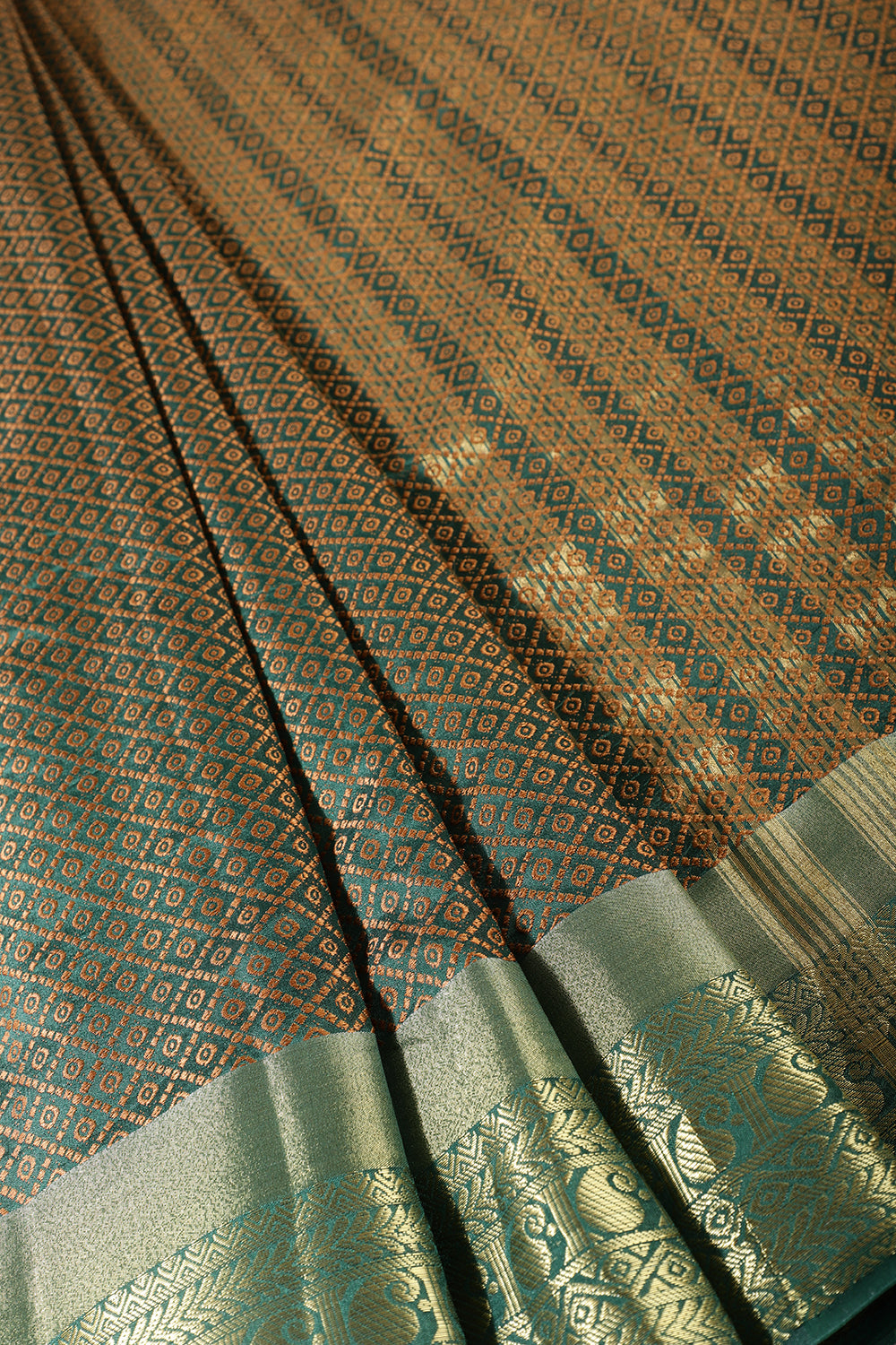 Bottle Green Color Zari & Resham Weaving Silk Saree