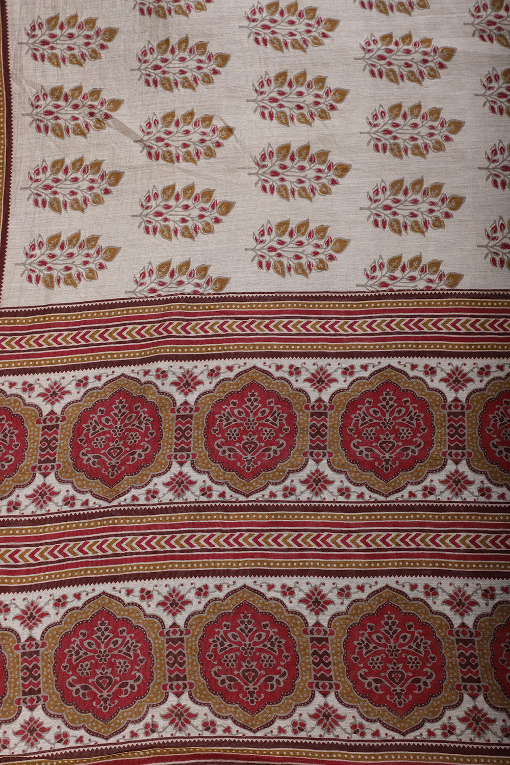 Grey Cotton Silk Printed Saree