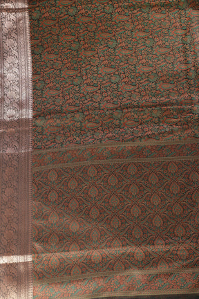 Black Paper Silk Floral and Paisley Resham & Zari Woven Saree