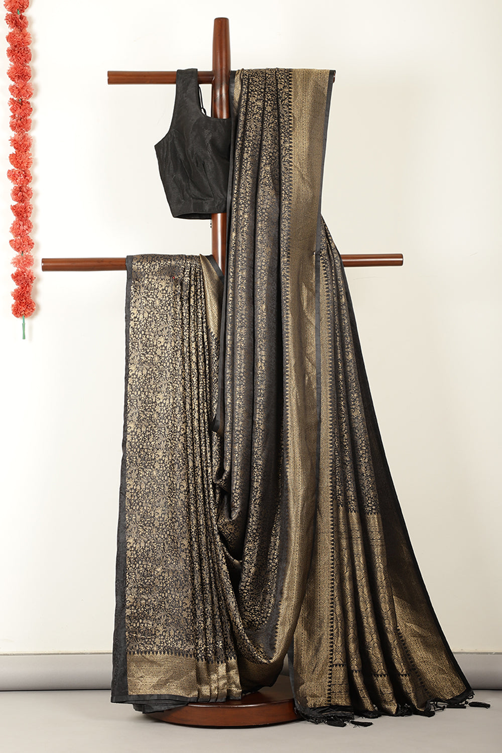 Black Zari Woven Soft Silk Saree