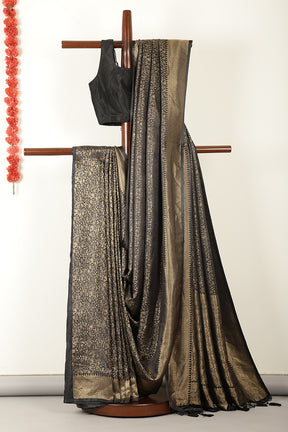 Black Zari Woven Soft Silk Saree