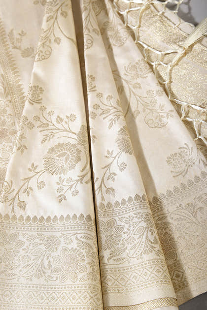Cream Color Art Silk Zari Woven Saree