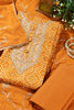 Mustard Cotton Bandhani Printed And Neck Embroidered Unstitched Suit