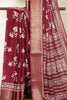 Dark Scarlet Cotton Silk Block Printed Saree