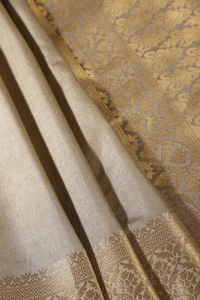 Beige Colour Silk Woven Saree