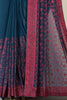 Nile Blue & Pink Georgette Resham Floral Jal Woven And Swarovski Work Saree