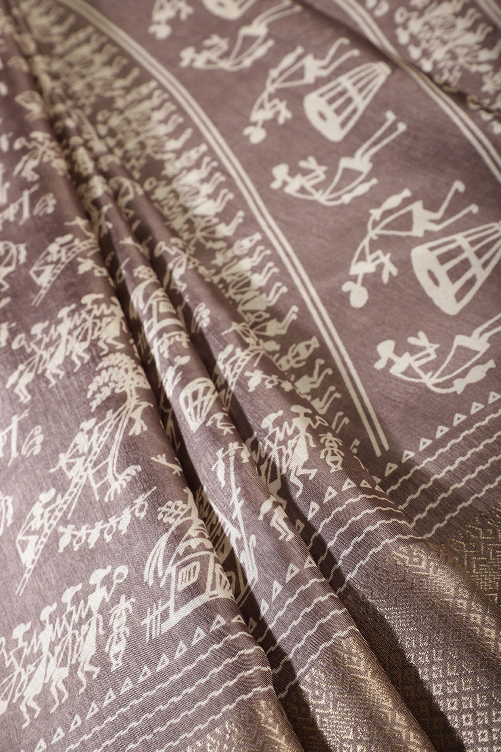 Dusty Brown Color Cotton Silk Printed Saree