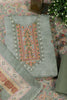 Green Cotton Resham Embroidered Unstitched Suit