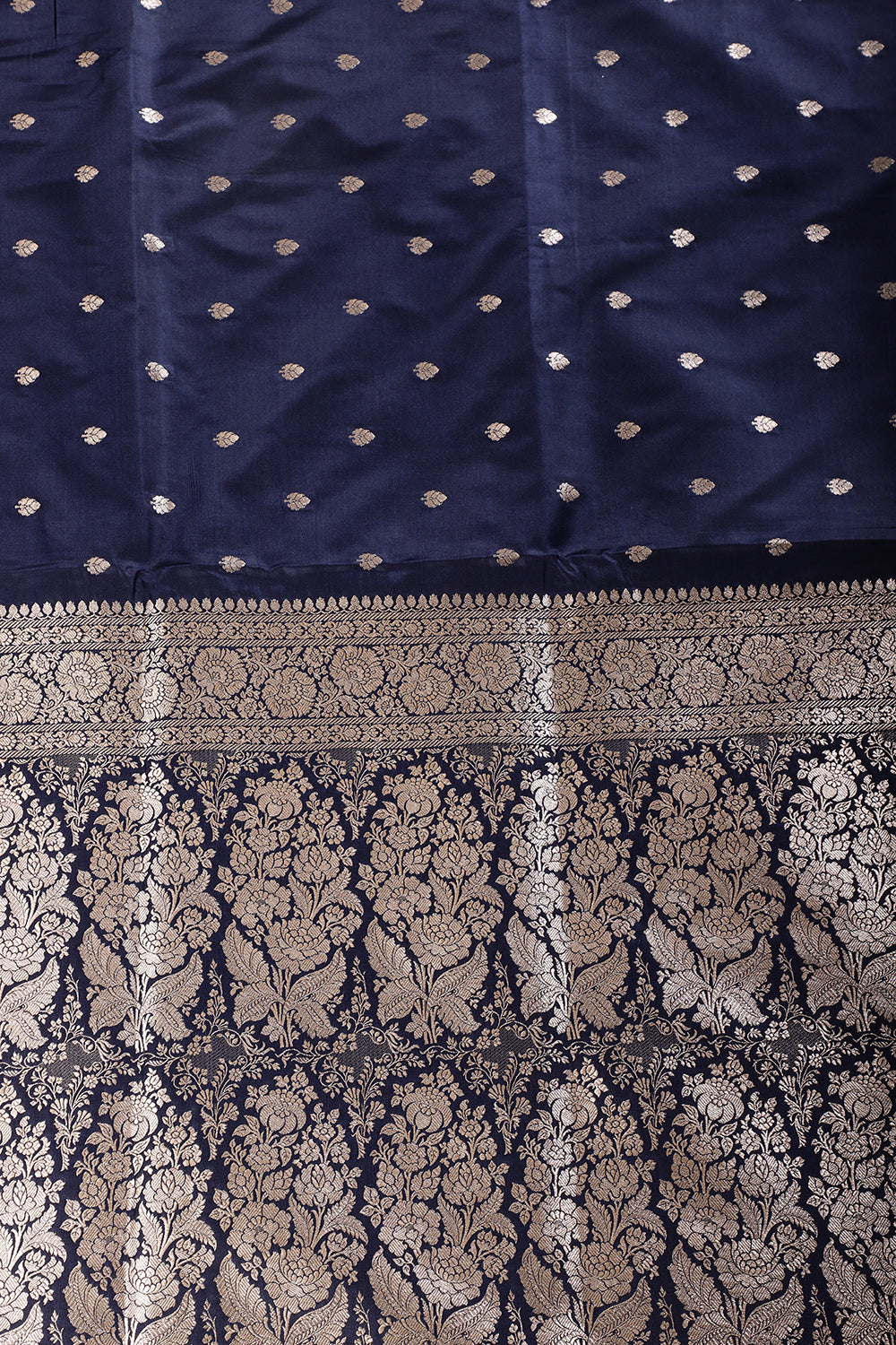 Navy Blue Banarsi Silk Zari Woven Saree
