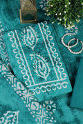 Teal Shibori Printed Unstitched Suit Fabric
