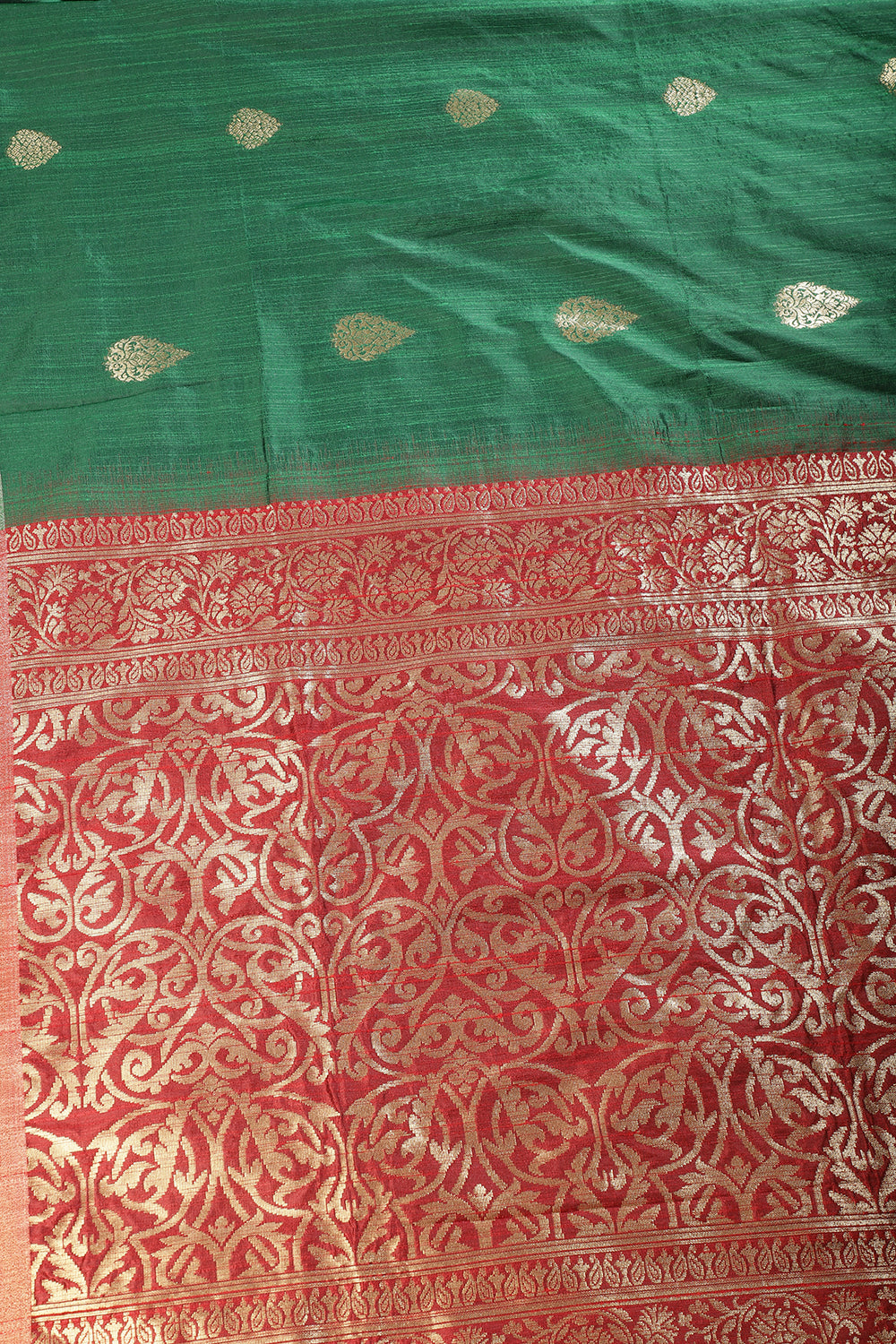 Green & Maroon Cotton Silk Zari Woven Saree