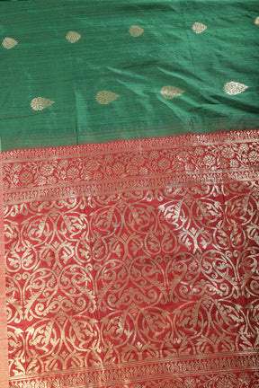 Green & Maroon Cotton Silk Zari Woven Saree