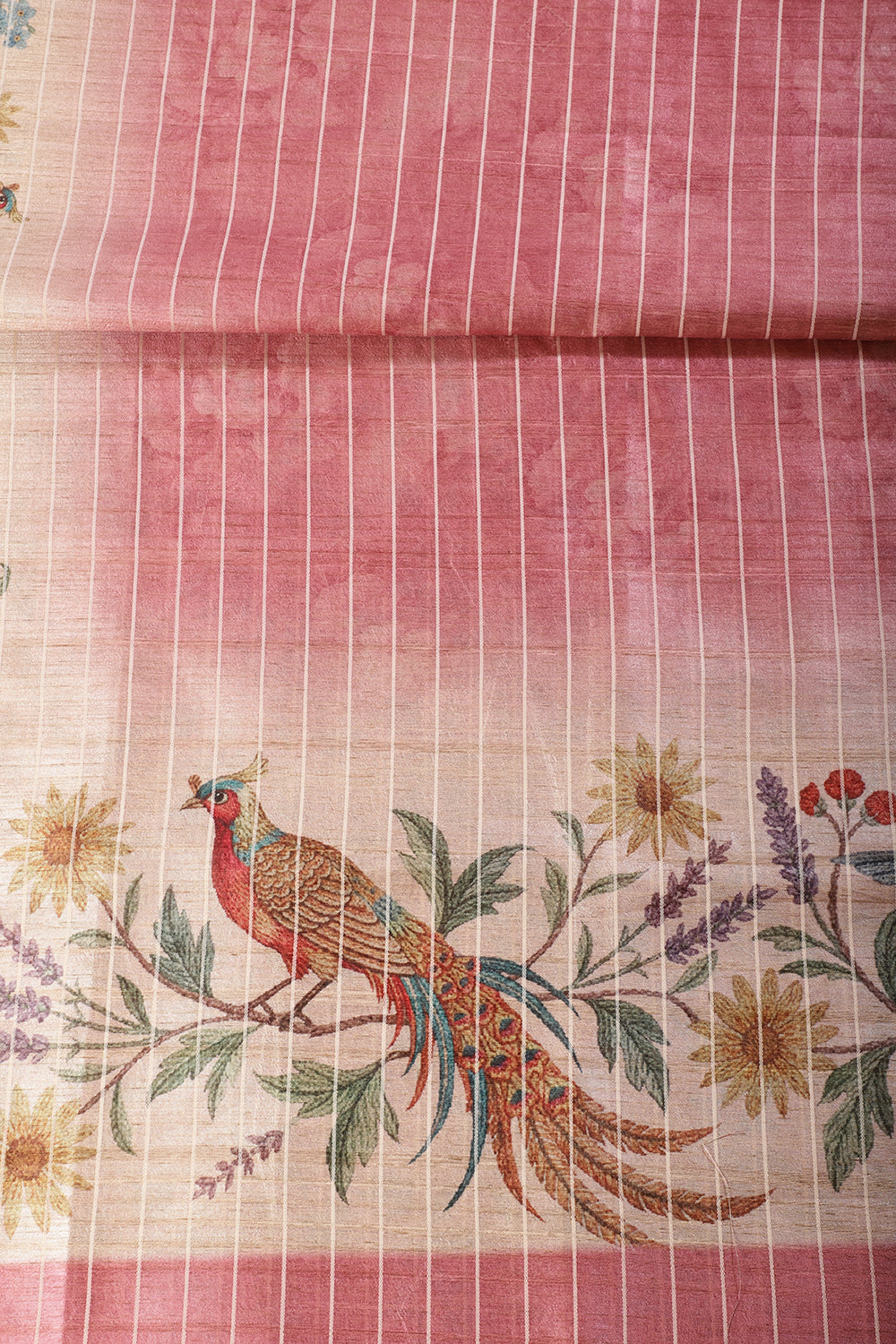 Dusty Pink Tussar Silk Printed Saree