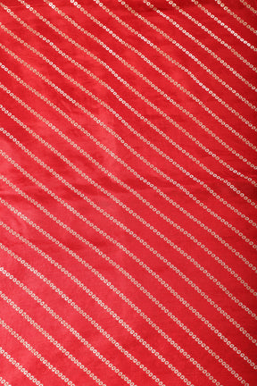 Red Modal Silk Saree with Zari Pinstripes