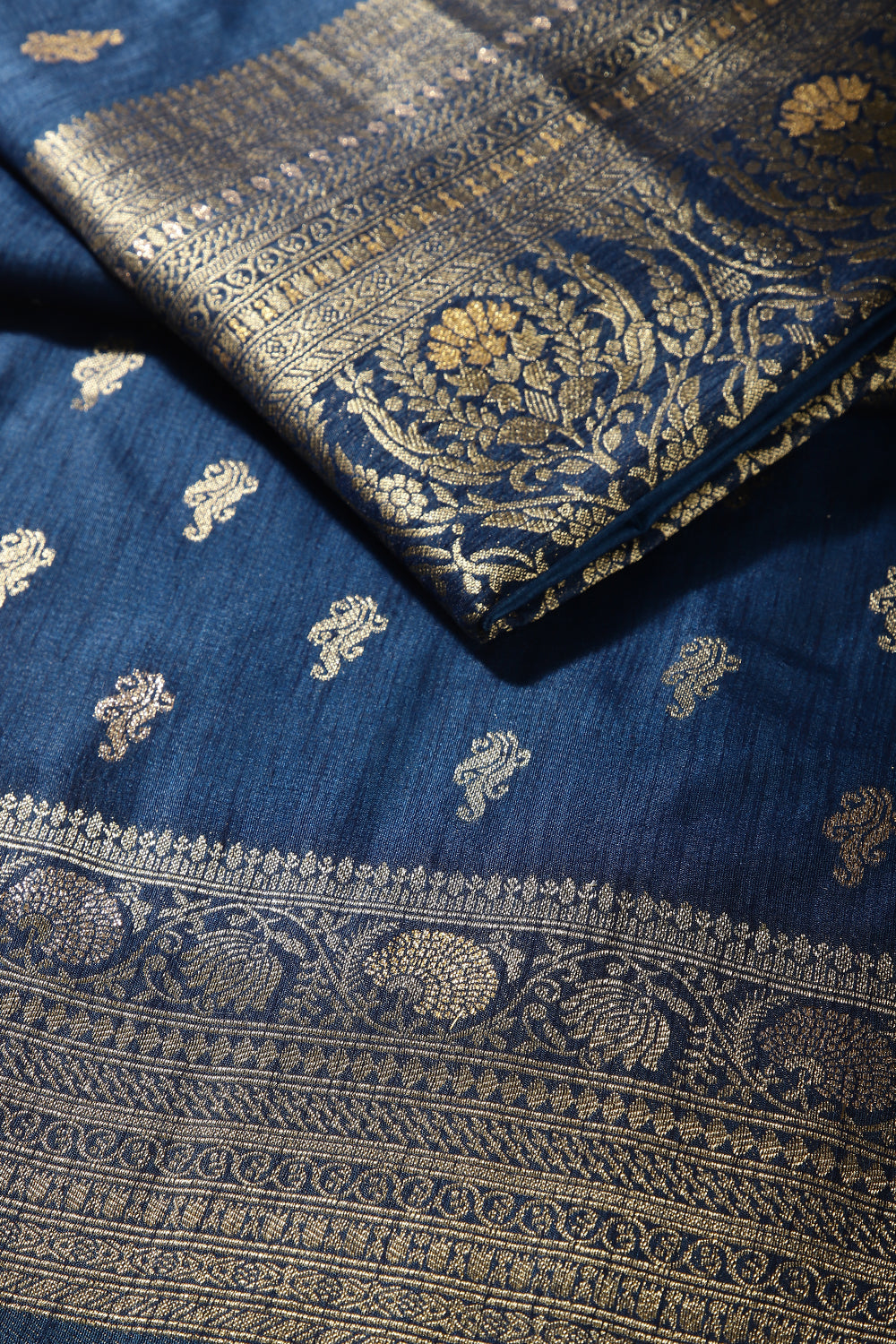 Royal Blue Color Mulberry Silk Woven Saree