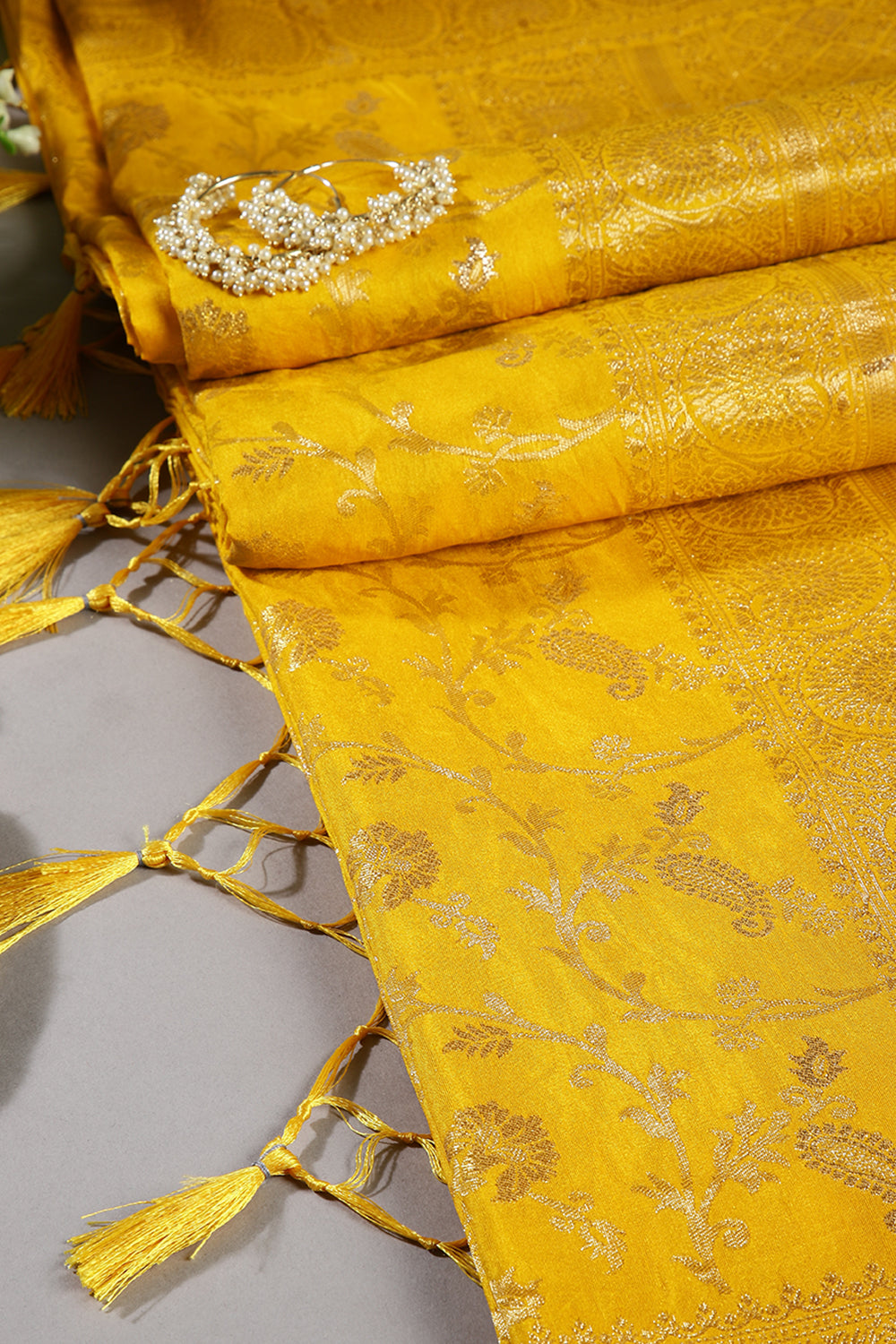 Yellow Color Zari Woven South Silk Saree