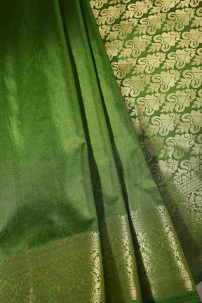 Leaf Green Colour Silk Woven Saree