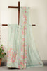 Seagreen Organza Cotton Floral Printed Saree