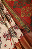 Beige & Red Color Tree-Like Structures Printed Tussar Silk Saree