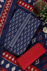 Navy Ikkat Cotton Printed Unstitched Suit Material