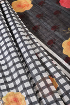Black Cotton Printed Saree