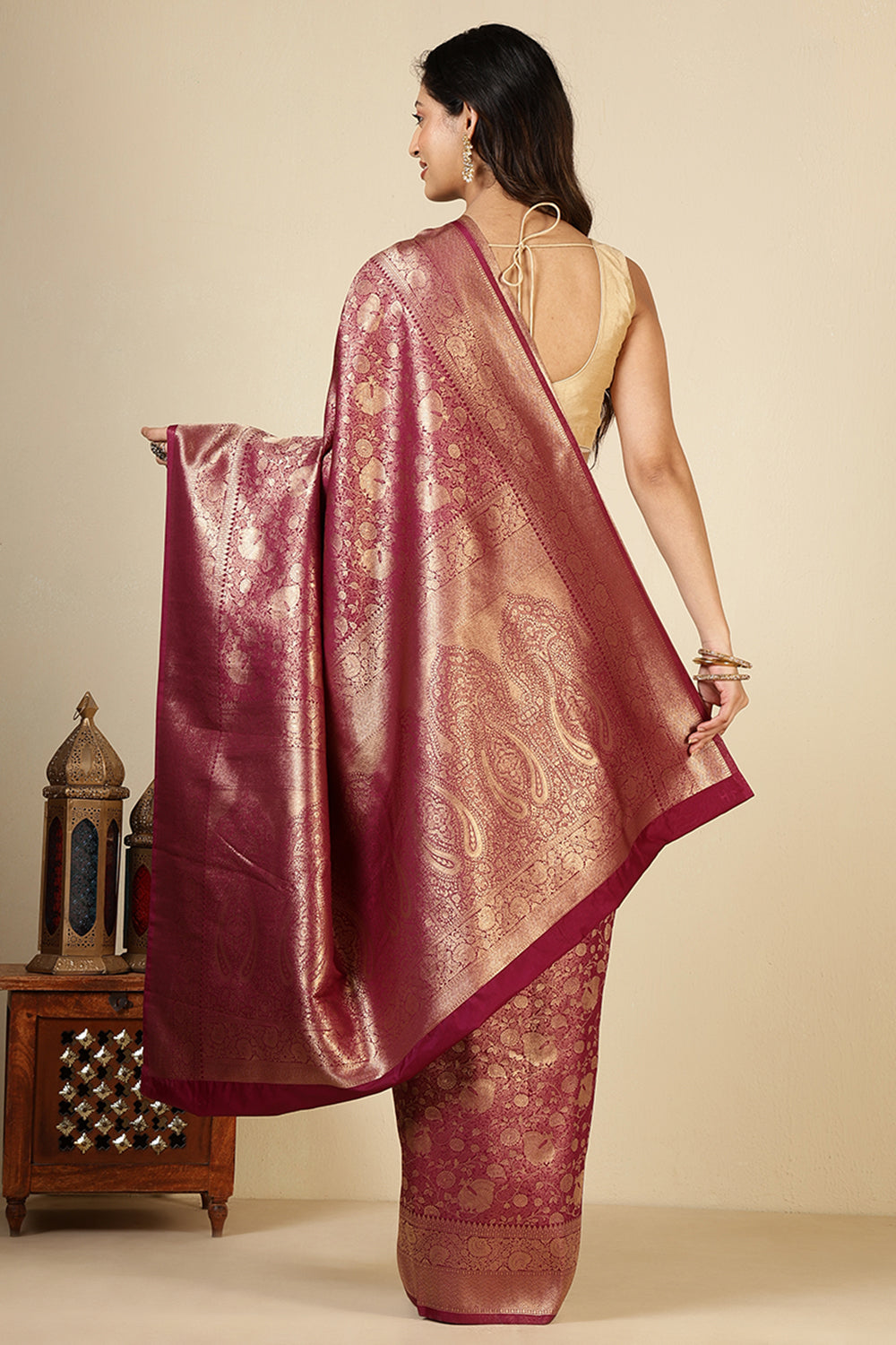 Dark Scarlet South Silk Woven Saree