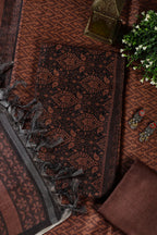 Brown And Black Digital Printed Chanderi Cotton Unstiched Suit Material