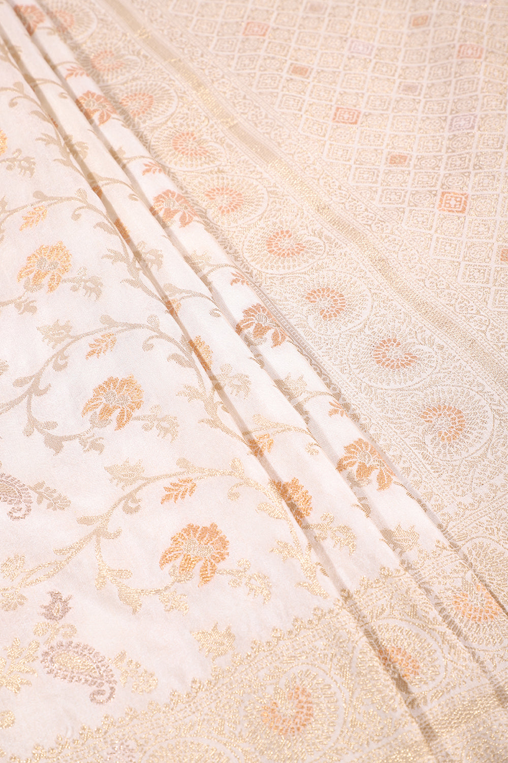 Cream Colour Zari Woven South Silk Saree