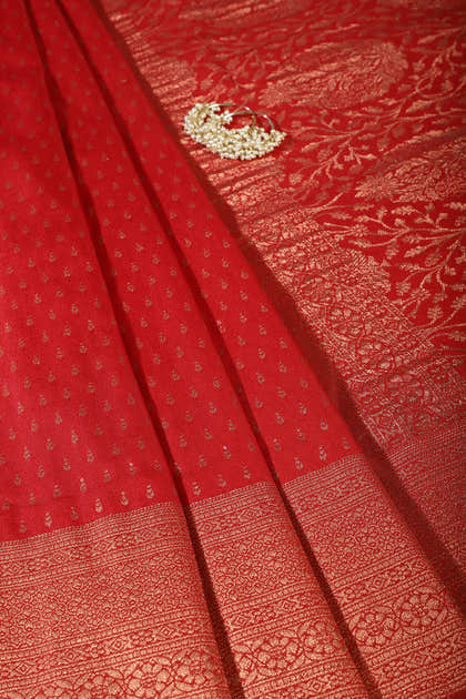 Red Colour Silk Zari Woven Saree