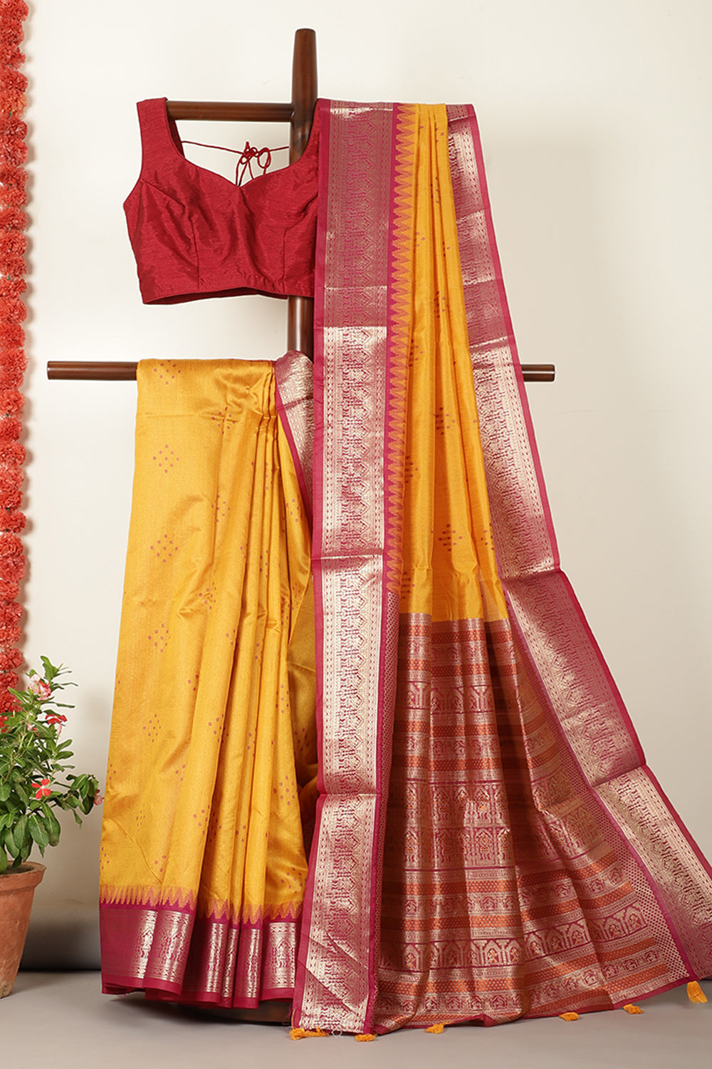 Mustard Cotton Silk Zari Woven Saree