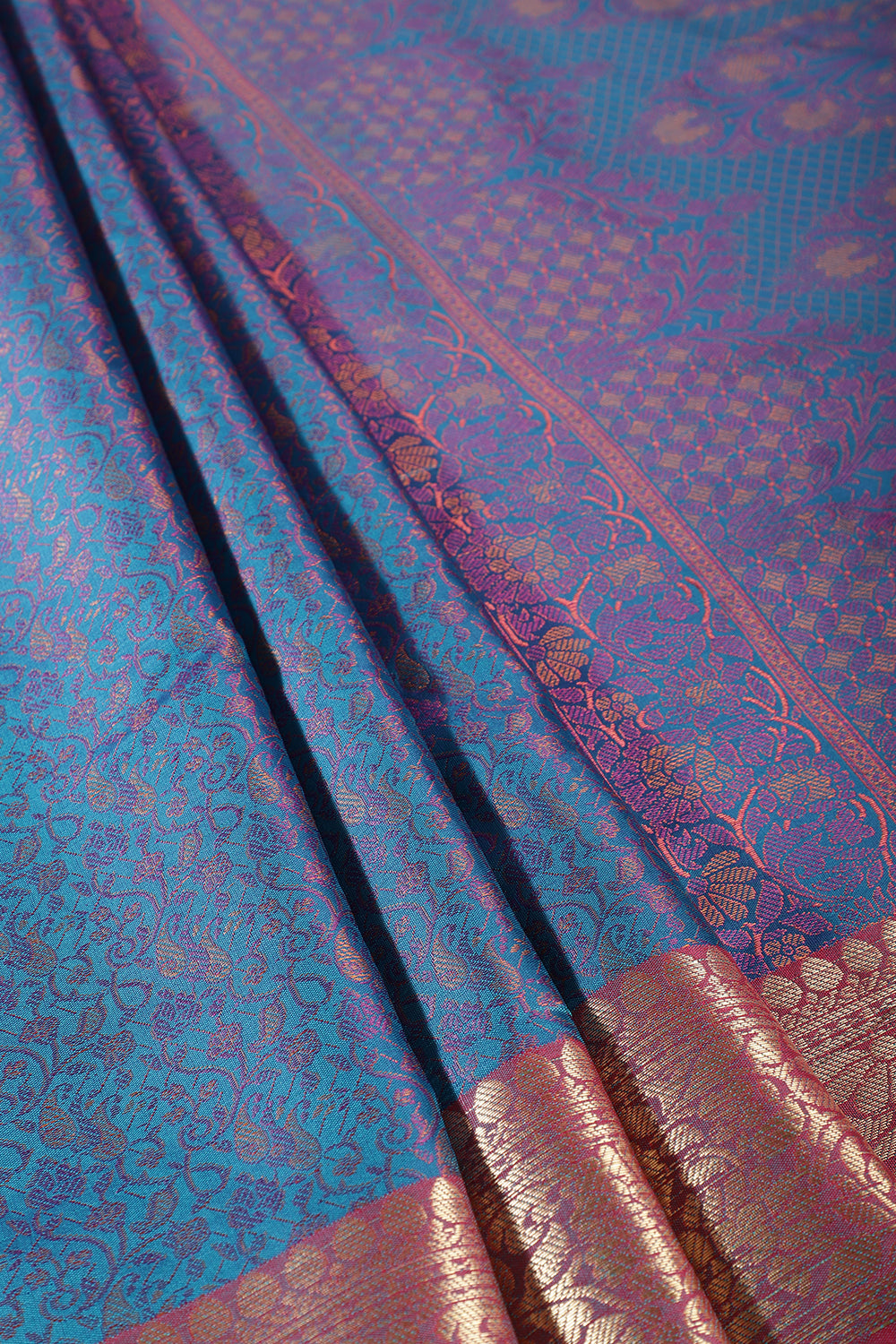 Blue Color Cotton Silk Resham & Zari Woven Saree
