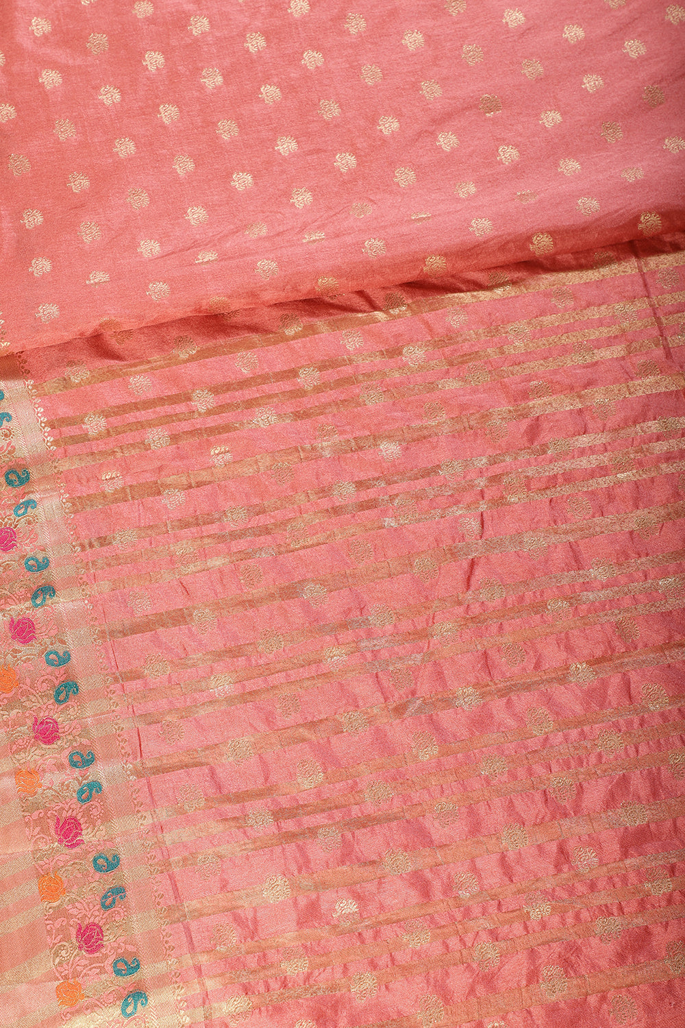 Peach Resham & Zari Woven Silk Saree