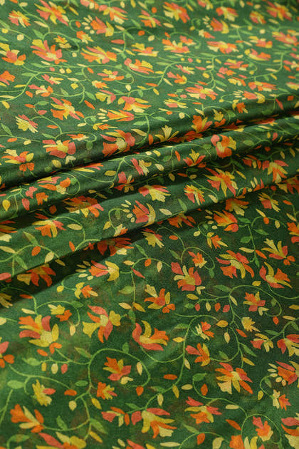 Green Color Chiffon Bandhani Printed Saree
