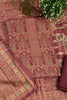 Wine Colour Pashmina Digital Printed Unstitched Suit Fabric