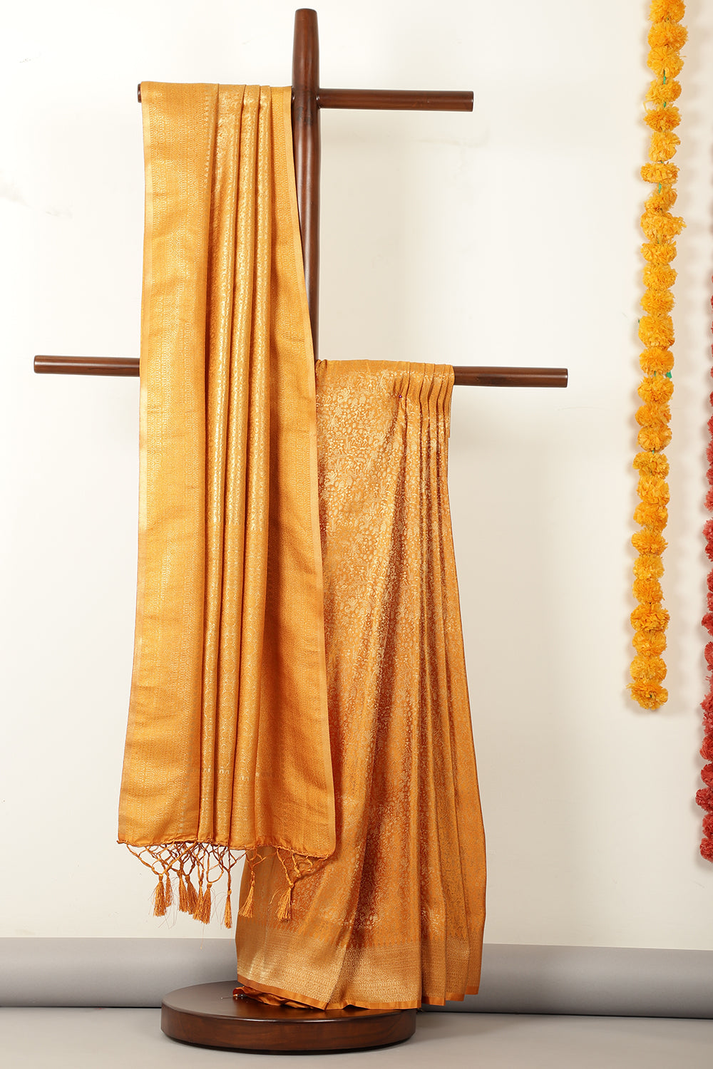 Mustard Zari Woven Soft Silk Saree