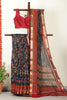 Navy Kalamkari Printed Cotton Saree