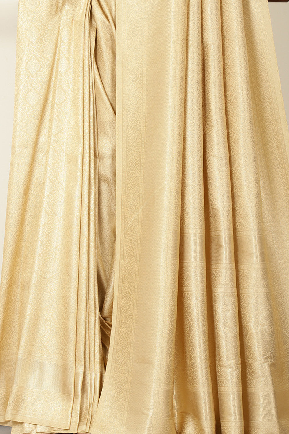 Beige Soft Silk Zari Woven Saree