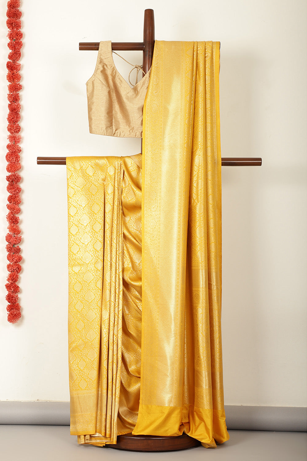 Mustard Soft Silk Zari Woven Saree