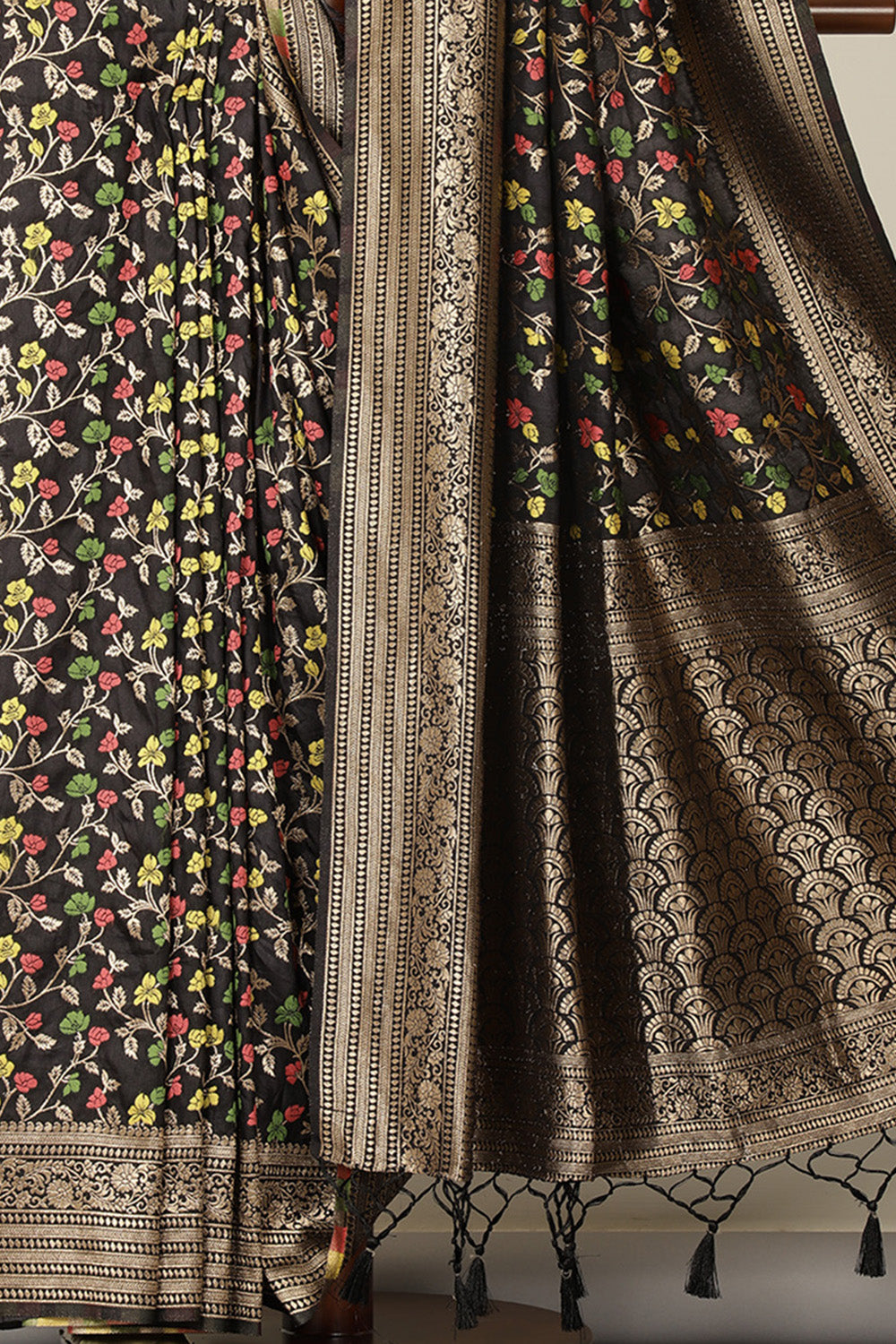 Black Silk Resham & Zari Woven Saree