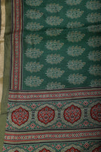 Green Cotton Silk Block Printed Saree