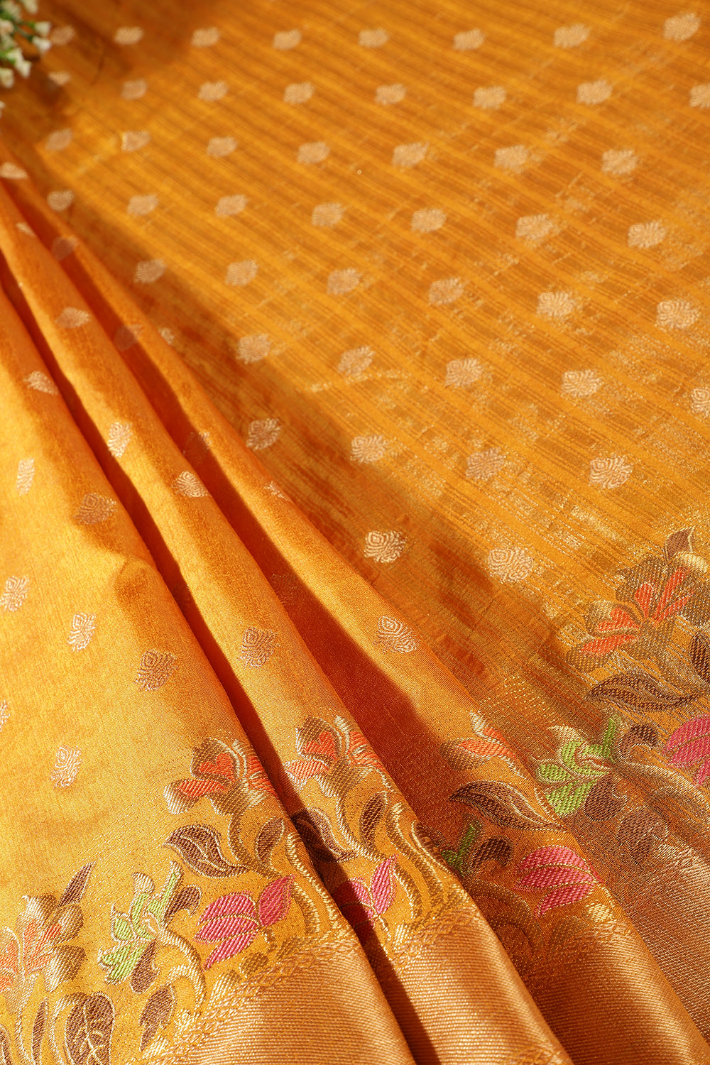 Mustard Color Silk Resham & Zari Woven Saree