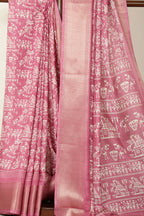 Light Mauve Cotton Silk Printed Saree